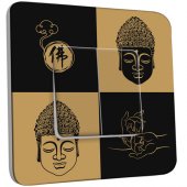 Interrupteur Décoré Double va et vient Bouddha Zen Black&Gold 