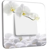 Interrupteur Décoré Poussoir Orchidéés Blanches