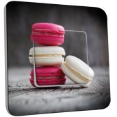 Interrupteur Décoré Simple Macarons Blancs/Fushia