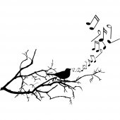 Stickers branche oiseau music
