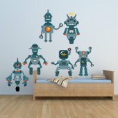 Autocollant Stickers muraux enfant kit 6 robots
