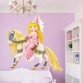Autocollant Stickers mural enfant princesse à cheval