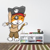 Autocollant Stickers mural enfant chat pirate